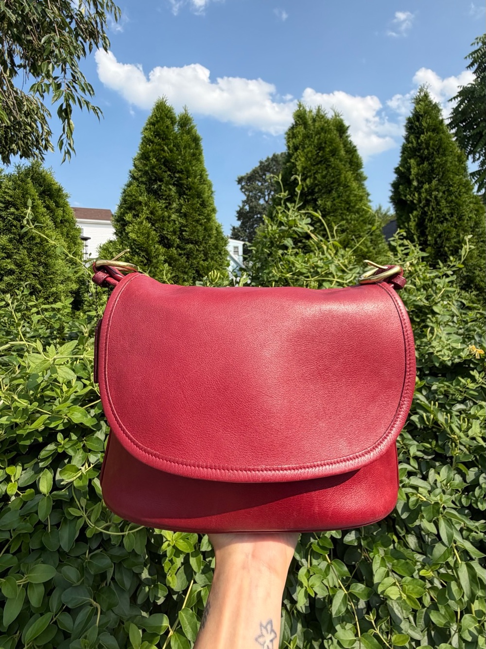 Vintage 90s Coach Soho Fletcher Burgundy Leather Flap Bag